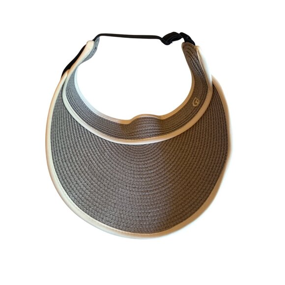 Womens Visor Hat With Elastic Band & Logo Black & Beige - Picture 4 of 5